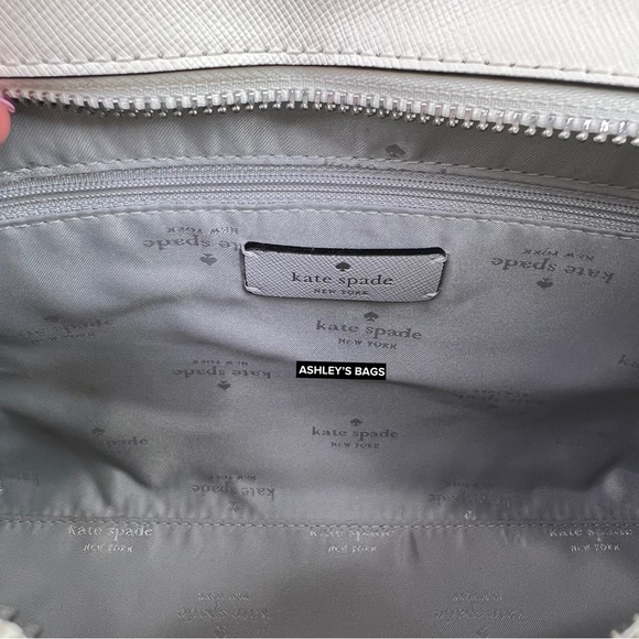 Kate Spade Madison Colorblock Medium Satchel Crossbody In Platinum Grey - Picture 8 of 10